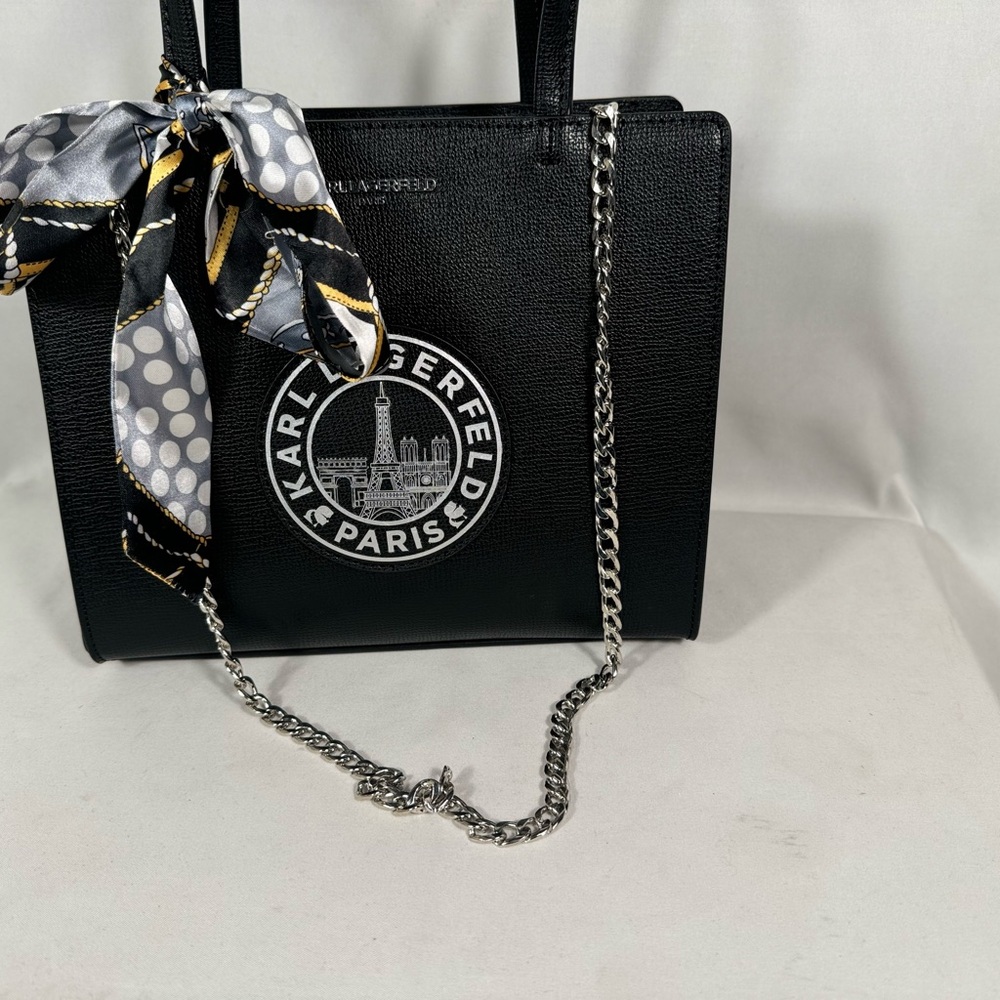 Karl Lagerfeld black Medallion Bag NWT and twilly (chain not included) - Picture 10 of 10